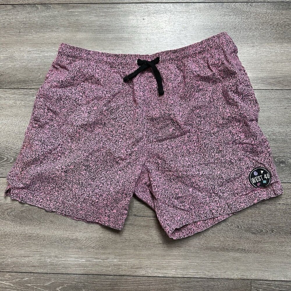 West 49 Men's Size L Pink Black Splatter Retro Shorts